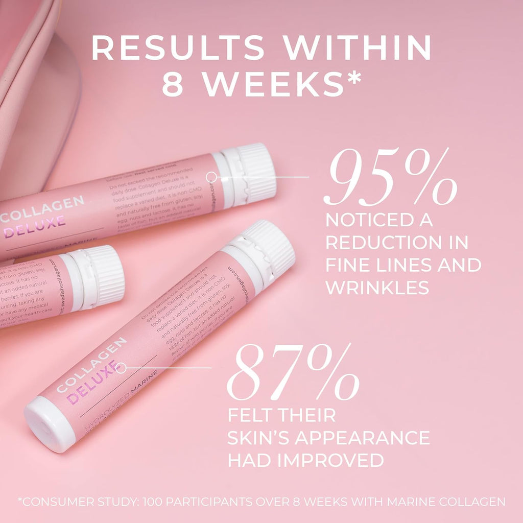 Collagen Deluxe 30 Shots x 2 I 8 Week Bundle I 12500 mg Marine Collagen (Type I & III) I Hyaluronic Acid, Biotin, Vitamin C I Sugar-Free - 8 Week Supply