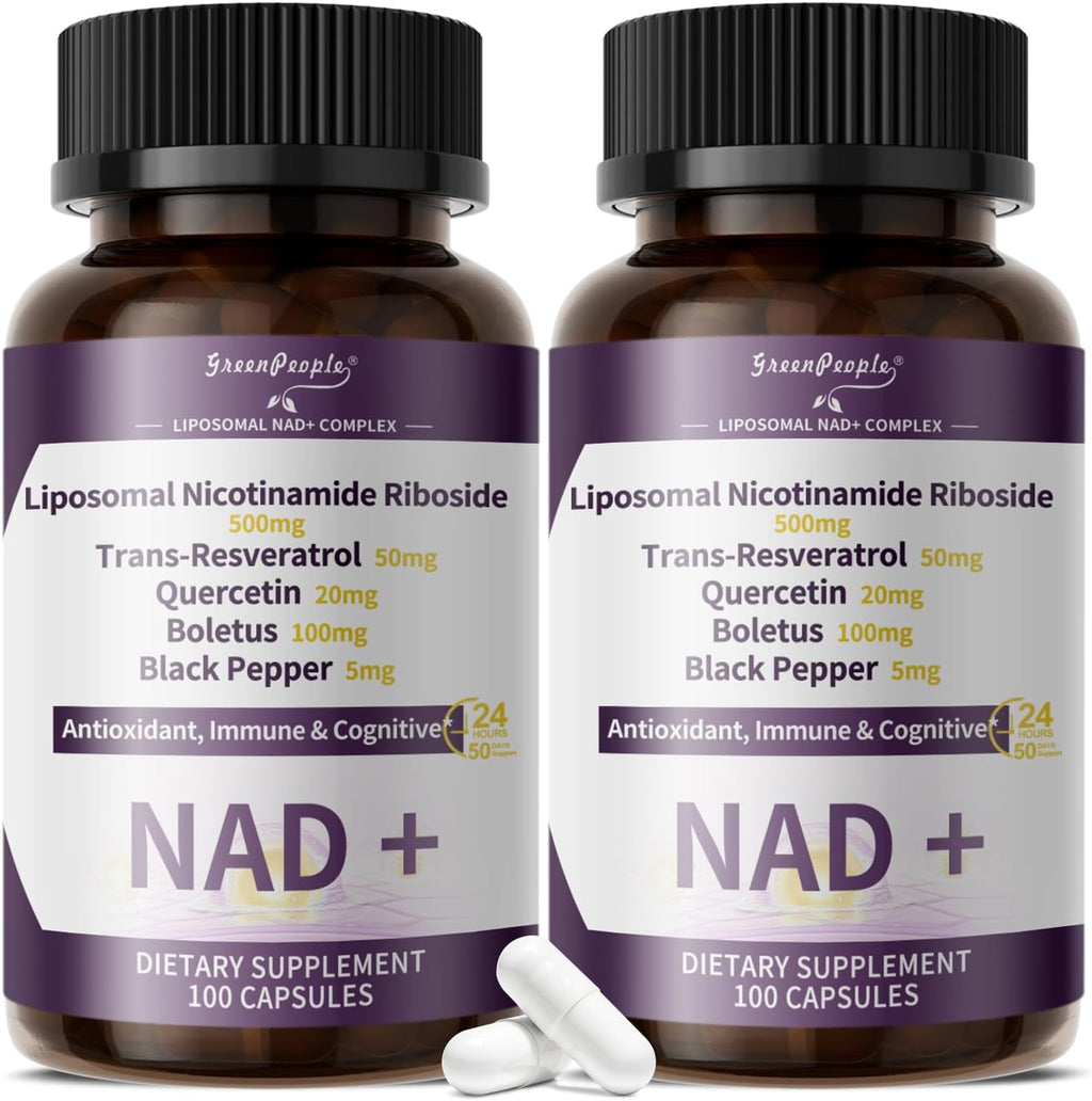 Liposomal NAD Supplement for Women | NAD+ Supplement Nicotinamide Riboside with Resveratrol & Quercetin | NAD Plus Boosting | Cellular Energy, Anti-Aging Support |100 Vegan Capsules 2 Pack