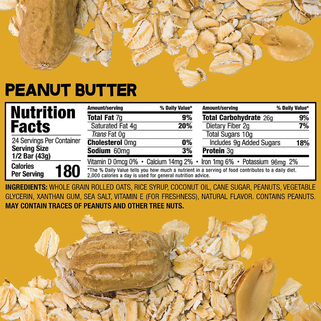 Bobo's Peanut Butter Oat Bars, Gluten Free, Non-GMO, Whole Grain Oats, Pack of 12 | Snack Bars | On-the-Go | Made with Simple Ingredients