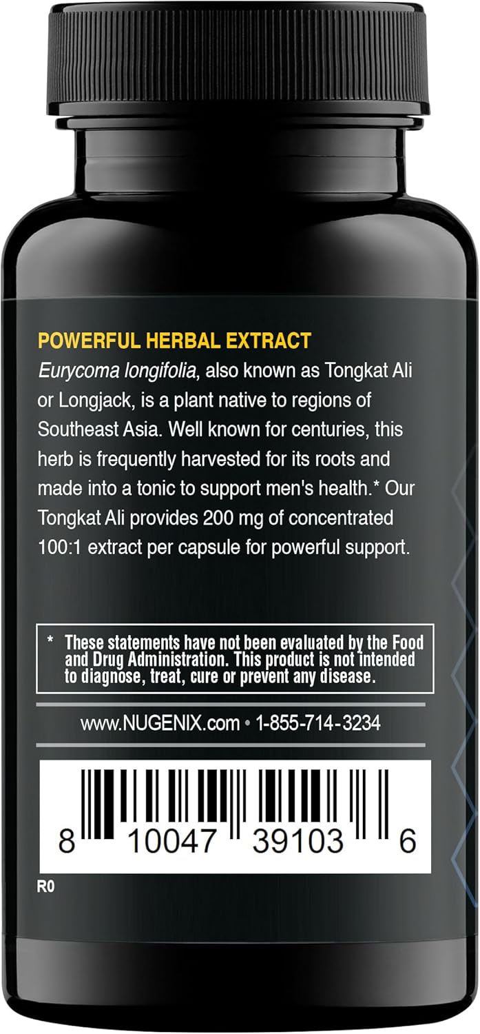 Nugenix Essentials Tongkat Ali for Men, Support for Men's Health, Longjack Eurycoma Longifolia Extract, 30ct