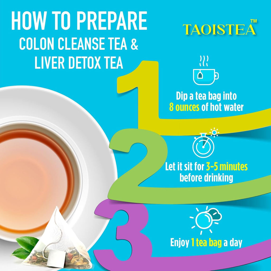 TAOISTEA Colon & Liver Detox Tea Set - 2 Herbal Blends, 14 Day Supply Each | Dual-Action Cleanse for Gut Health, Liver Detox & Daily Wellness