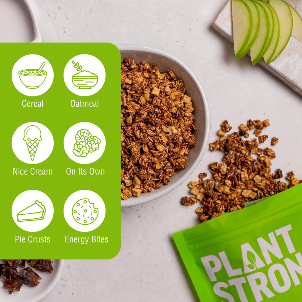 PLANTSTRONG All American Apple Pie Granola Snack Mix - Whole Grain, Naturally Sweetened With Fruit, Plant Based, Oil Free - Pack of 4 x 9oz Bags