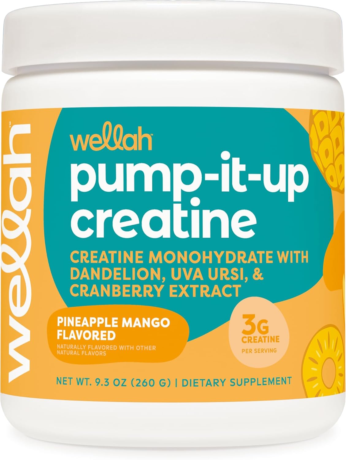 Wellah Creatine for Women - Creatine Monohydrate with Dandelion & Cranberry Extract (50 Servings, Pineapple Mango)