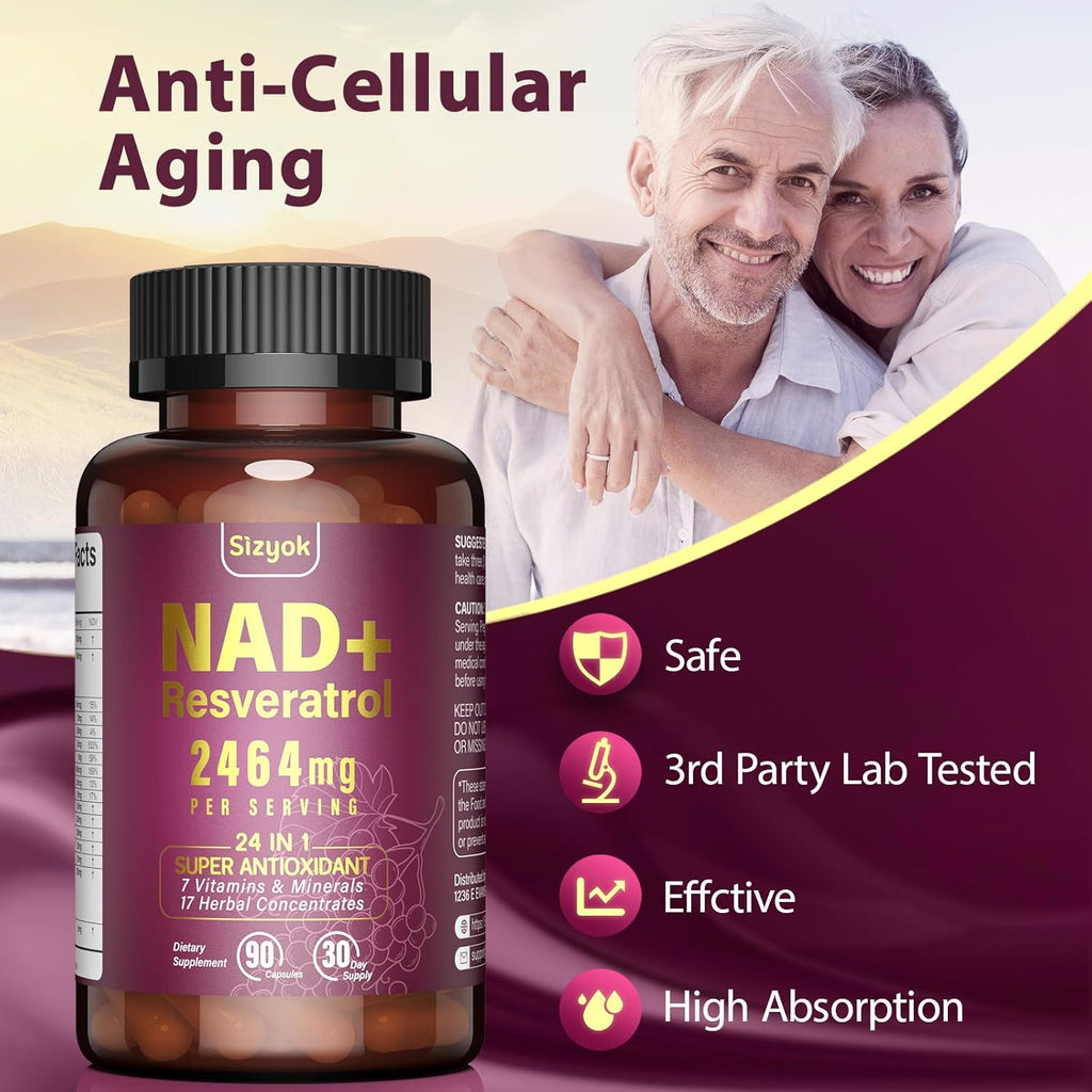 NAD Supplement 1100mg Pure Organic, Liposomal NAD Resveratrol Supplement for Women and Men, Boosts NAD+ Levels