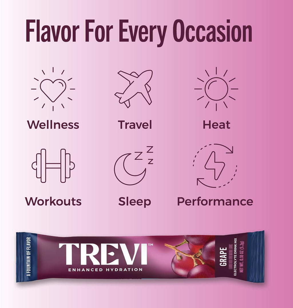 TREVI™ Sugar Free Electrolytes - Drink Mix Hydration Powder Packets - 28 Count - Grape