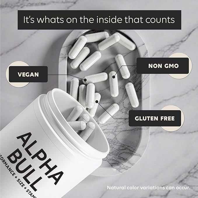 ALPHA BULL – Male Performance Supplement for Men – Performance, Size & Stamina Support – Tongkat Ali, Maca, Horny Goat Weed & Ginseng – 90 Capsules (30-Day Supply)