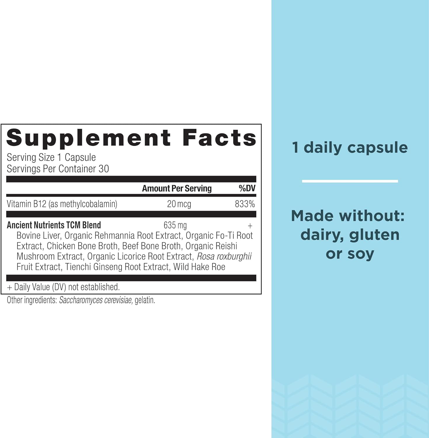 Ancient Nutrition Vitamin B12 Supplement, Supports Energy Metabolism and Nervous System Health, Adaptogenic Herbs, Enzyme Activated, Paleo & Keto Friendly, 30 Capsules