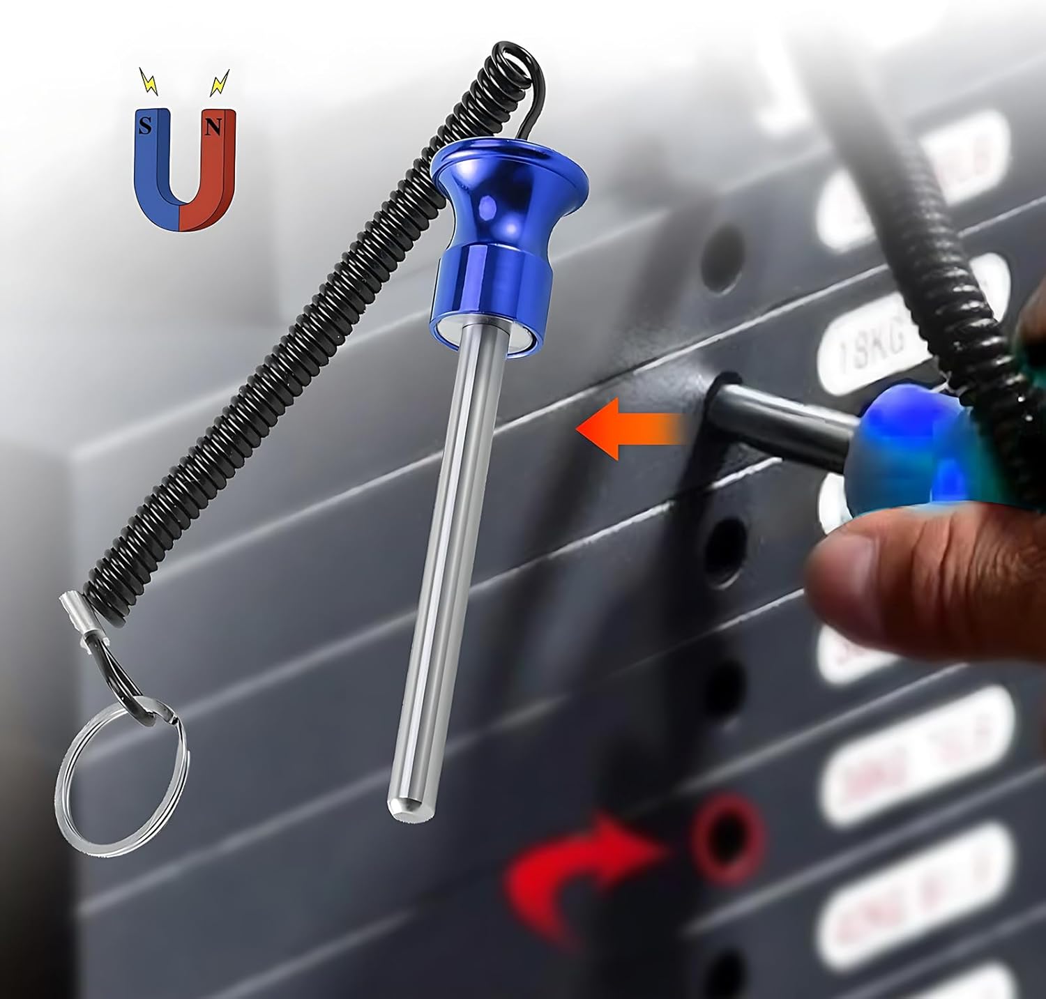 Weight Stack Pin,Universal Magnetic Weight Pin with Pull Rope Strength Training Equipment for Commercial Gym or Home Gym | Pin Insert | Heavy Duty | Health Club Grade Steel Gym Accessories