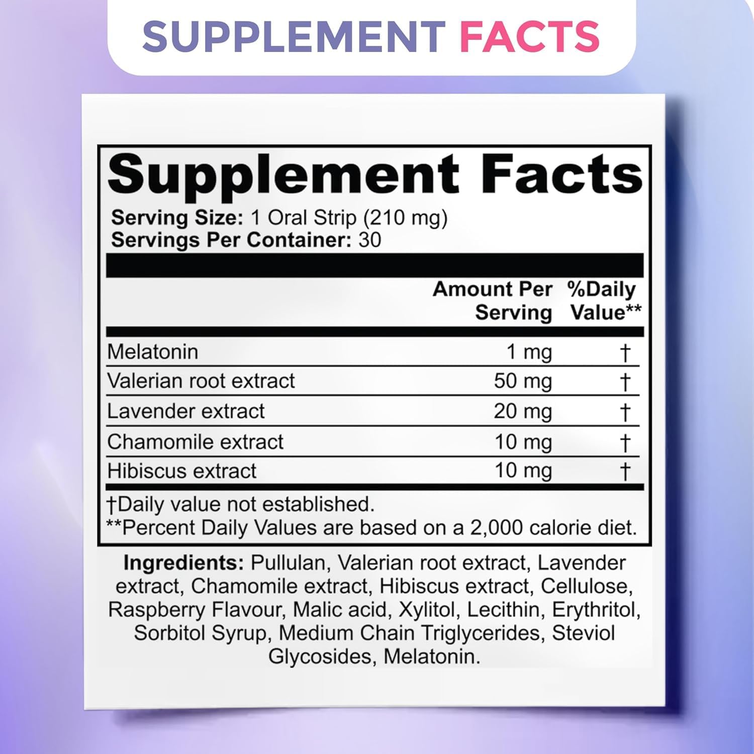 NUKA Melatonin 1mg Sleep Aid | Chamomile & Lavender Oral Strips for Relaxation & Healthy Sleep Cycles | Fast Dissolving, Sugar-Free, Portable - 30 Count