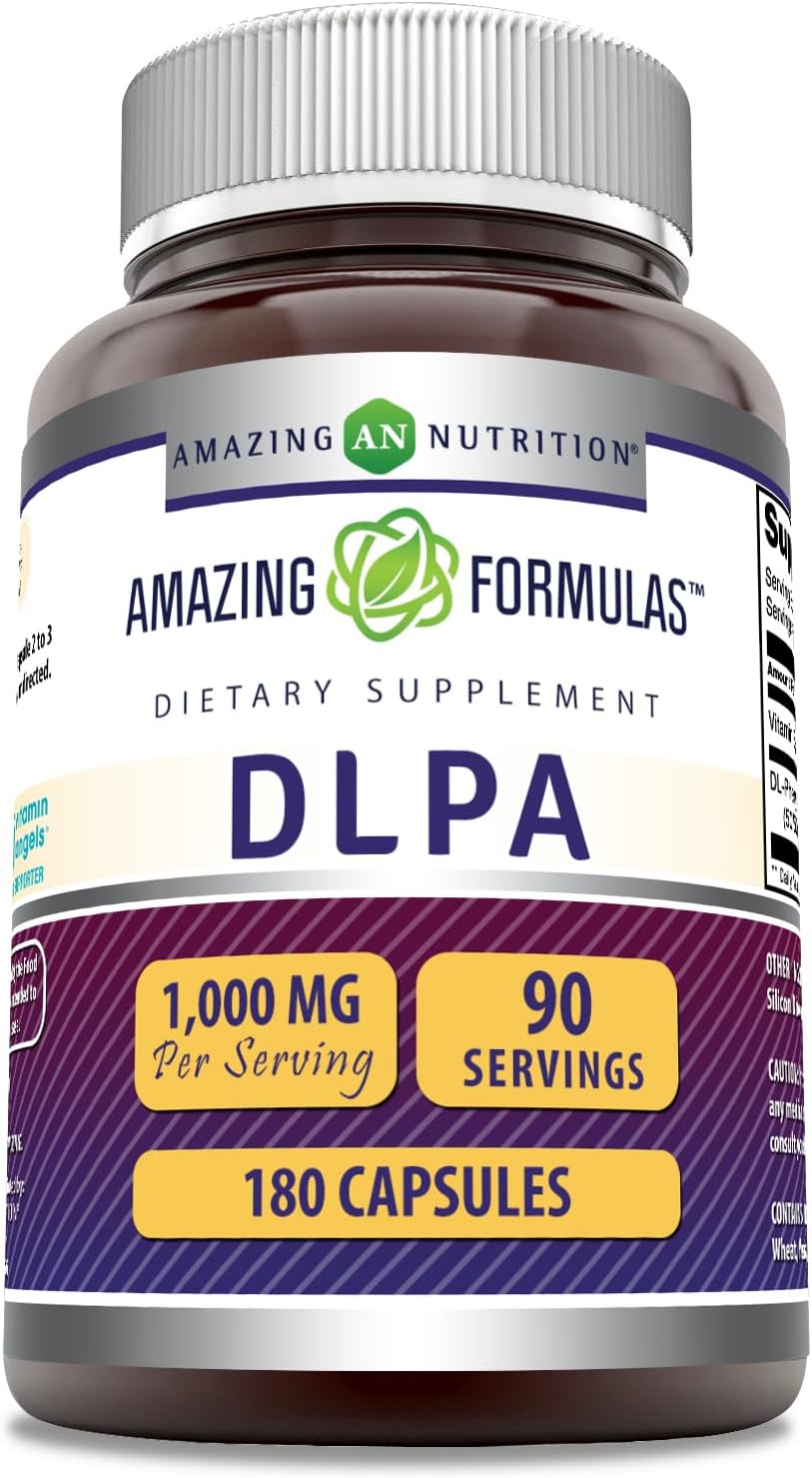 Amazing Formulas DLPA Supplement | DL-Phenylalanine |1000 Mg | Capsules | Non-GMO | Gluten-Free | Made in USA (180 Count)