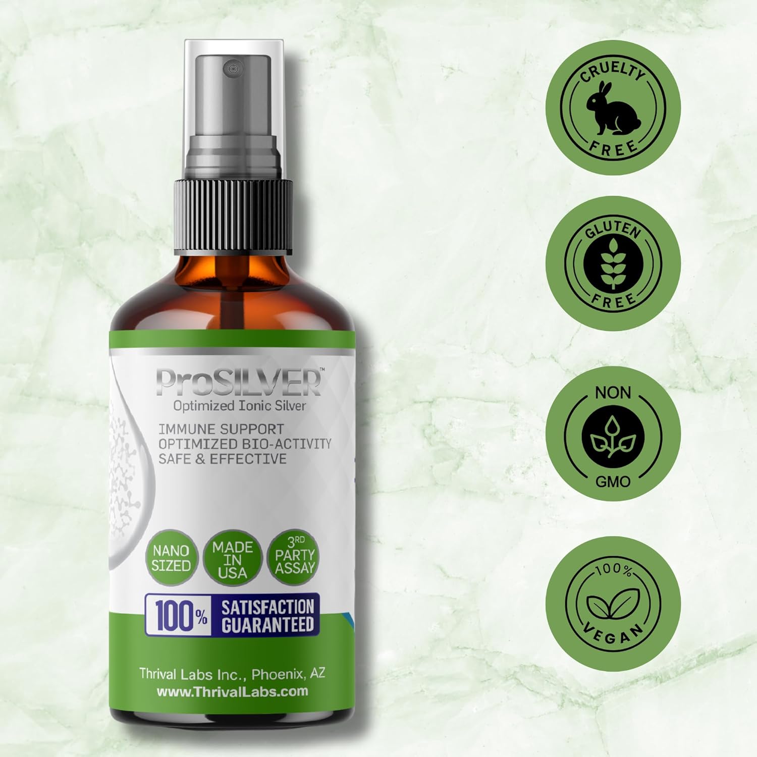 Ionic Colloidal Silver Spray 20 PPM Inmune Support Bioactive Supplement Liquid 4oz Organic Plata Coloidal