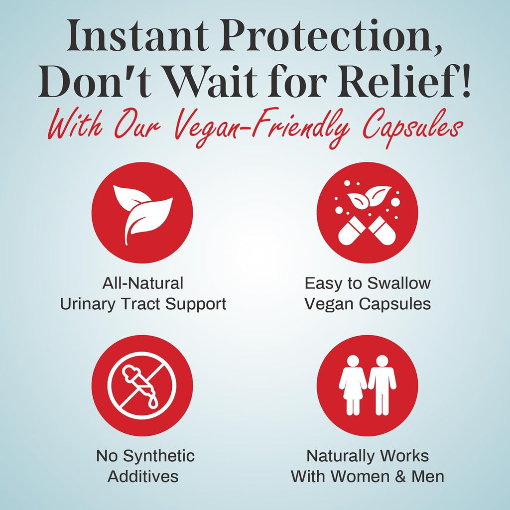 Uriexo Double Action Capsules, Cranberry Pill for Women and Men Supplement, Urinary Tract Cleanse and Protect Supports Wellness & Confidence - 30 Days Supply