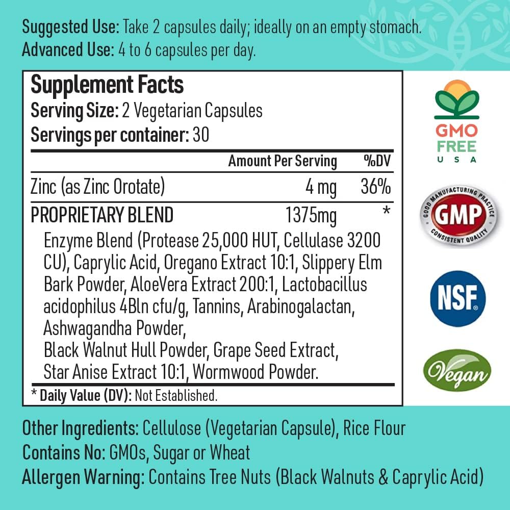 Candida Complex Oregano Oil, Digestive Enzymes, Candida Cleanse, Non-GMO Probiotic Supplement with Organic Herbs, Caprylic Acid, Grape Seed Extract, 120 Vegetarian Capsules