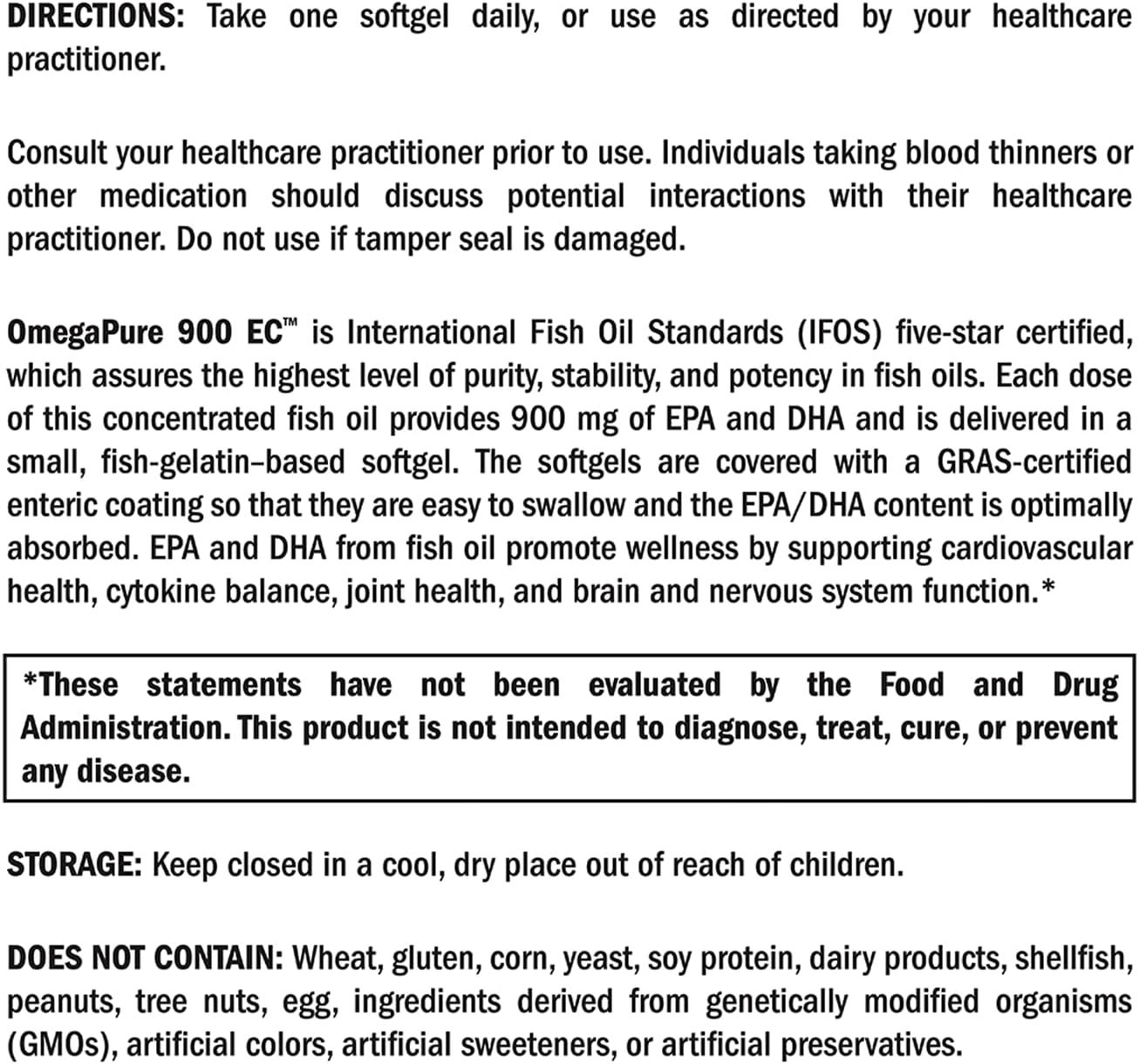 XYMOGEN OmegaPure 900 EC - Alaskan IFOS Five-Star Certified Omega 3 Fish Oil - EPA DHA Fish Oil Supplement- Support Cardiovascular and Brain Health (120 Enteric-Coated Softgels)