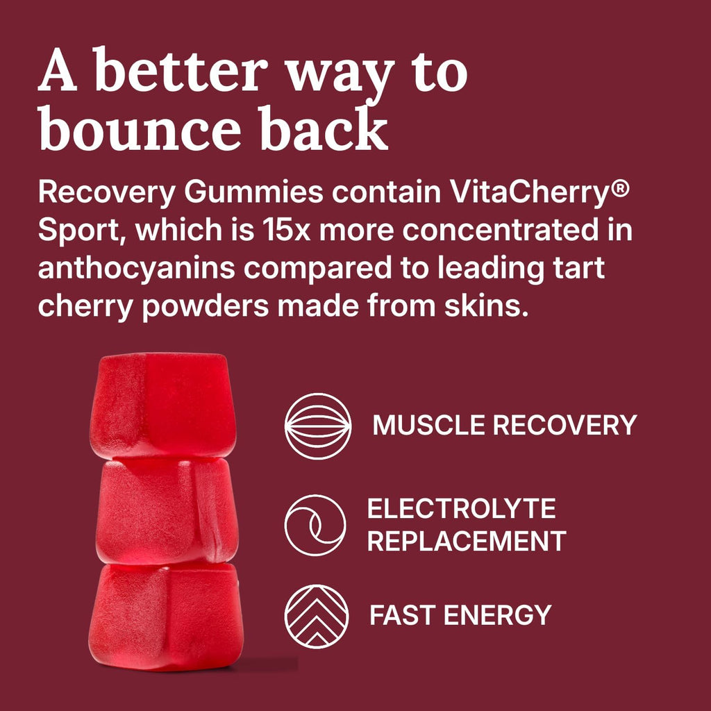 For Wellness Recovery Gummies Restore | Tart Cherry Energy Supplements with Electrolytes for Muscle Soreness, Post-Workout Performance & Recovery | Vegan, Non-GMO, 30 Count
