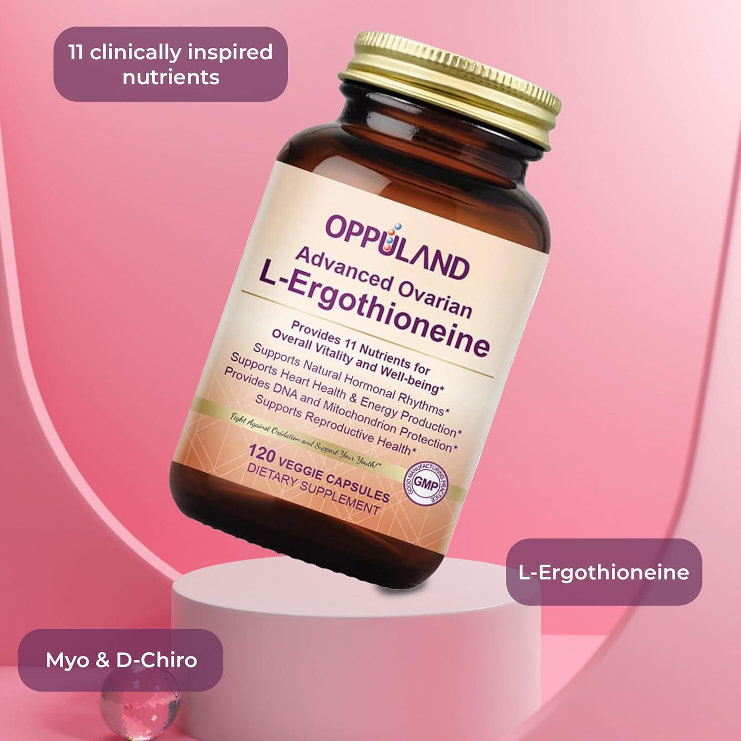 L-Ergothioneine Supplement for Women – Advanced Ovarian Support with Inositol, CoQ10, Vitex, and Multivitamins – Supports Fertility, Ovulation, Hormone Balance – 60 Servings