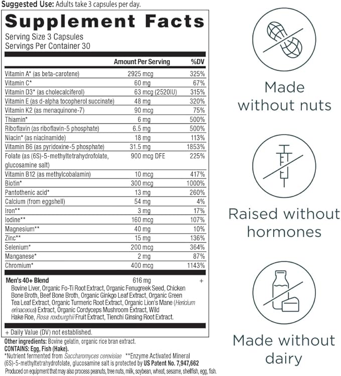 Ancient Nutrition Multivitamin for Men, Multi Men's 40+ Once Daily Vitamin Supplement, Magnesium, Methylated Vitamin A, B and K2, Supports Immune System, 90 Ct