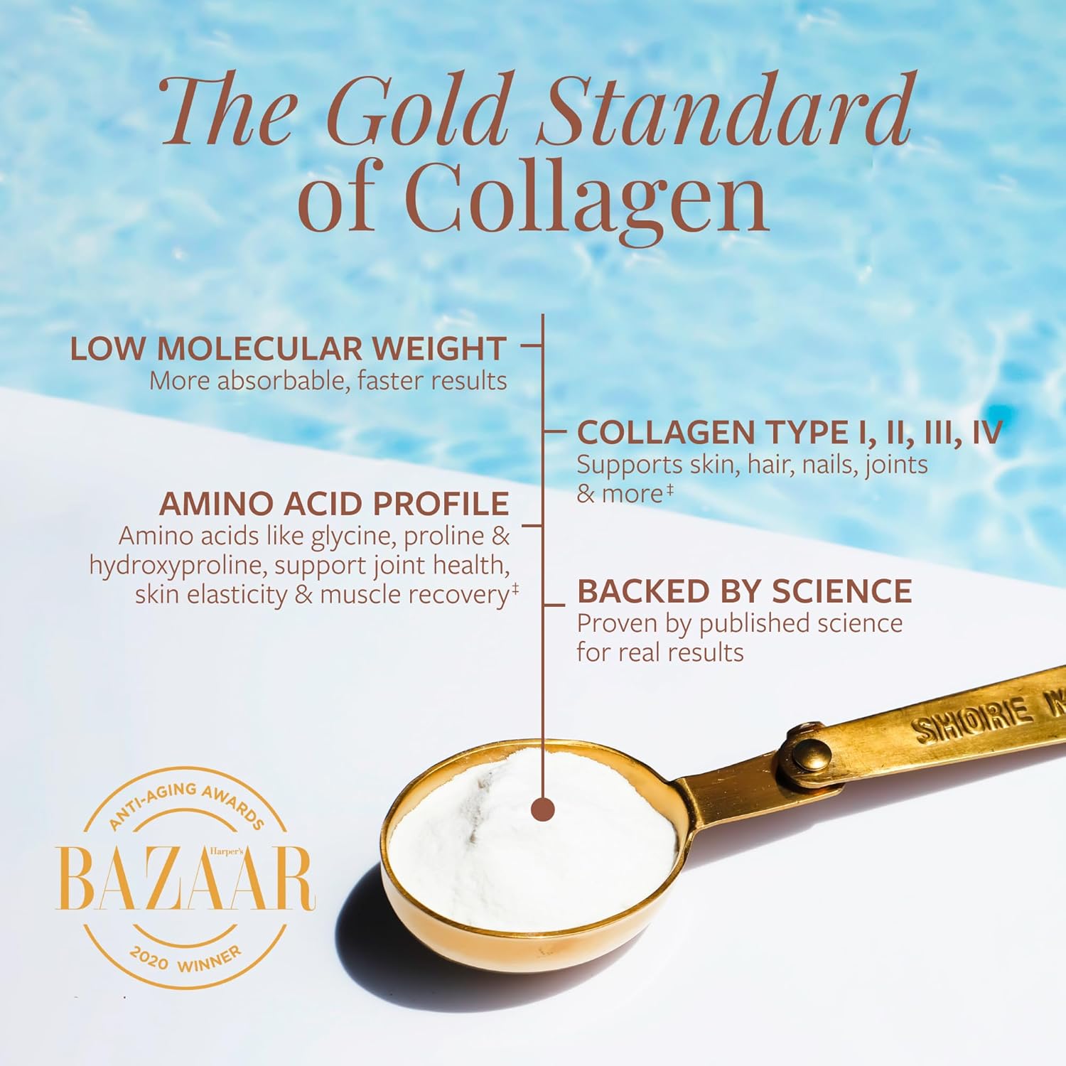 Premium Marine Collagen Powder with Type I II III and IV Hydrolyzed Peptides for Women and Men Sourced from Wild Fish, Certified Halal and Kosher Unflavored - 30 Day Supply, 300g Canister