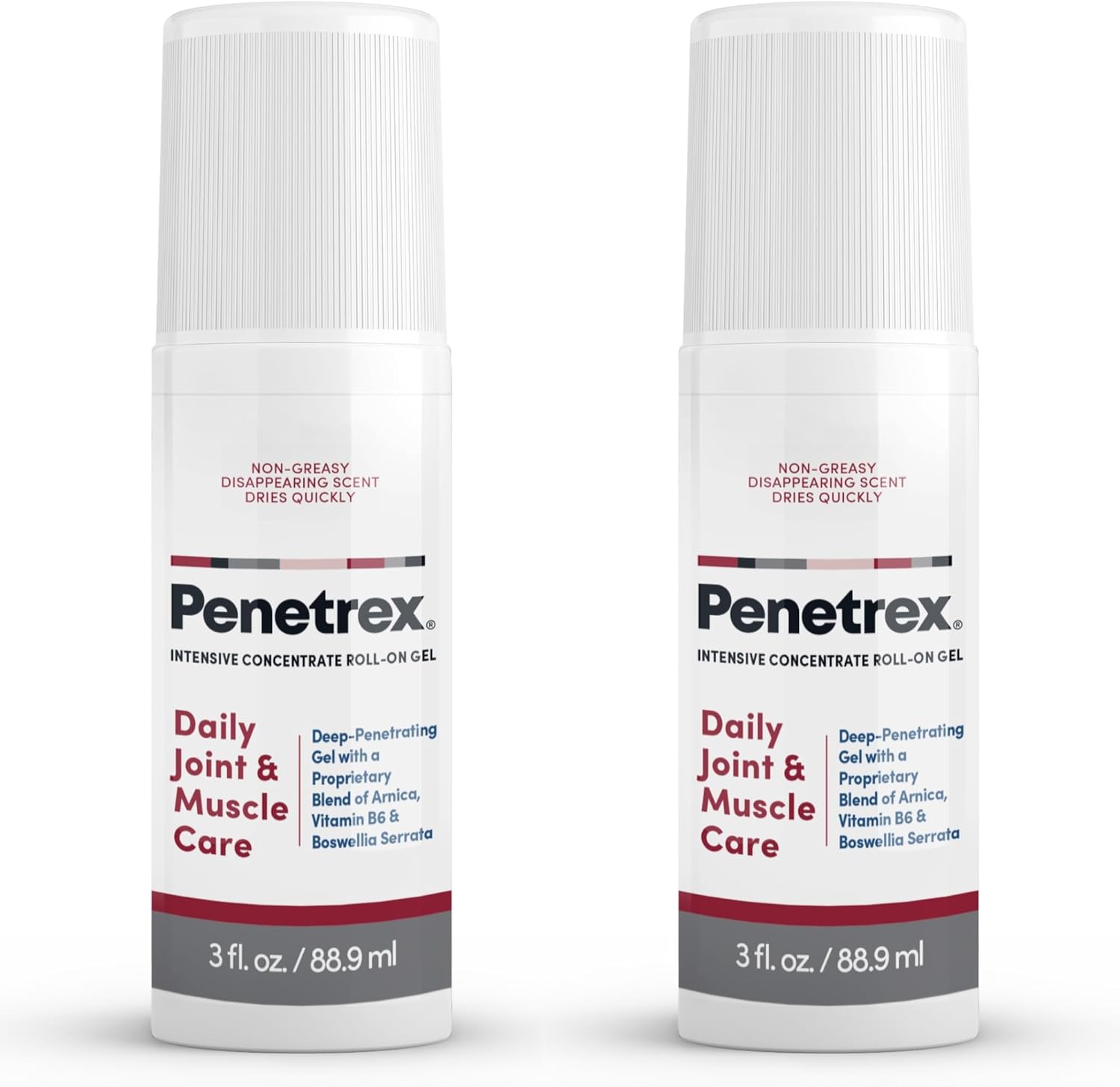 Penetrex Joint & Muscle Therapy - Soothing Gel for Back, Neck, Hands, Feet - Premium Whole Body Rub with Arnica, Vitamin B6 & MSM - 3oz Roll On Gel (2-Pack)