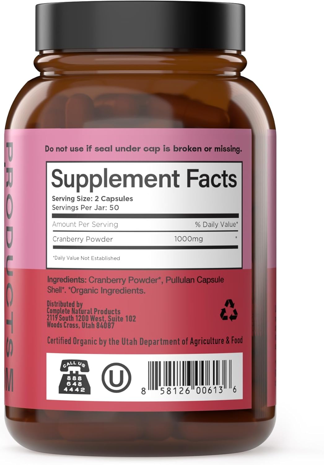 Organic Cranberry Capsules 500mg | Plant-Based, Vegan, Non-GMO, No Fillers | Supports Urinary Tract & Bladder Health | Organic Cranberry Powder Supplement