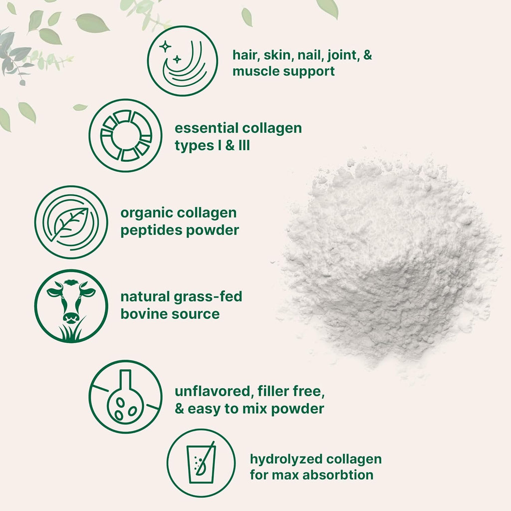 Micro Ingredients Collagen Peptides Powder Organic, 12oz | Type I & III + Natural Protein | Grass-Fed Bovine Source | Unflavored | Supports Skin, Joint & Bone Health | Paleo, Non-GMO