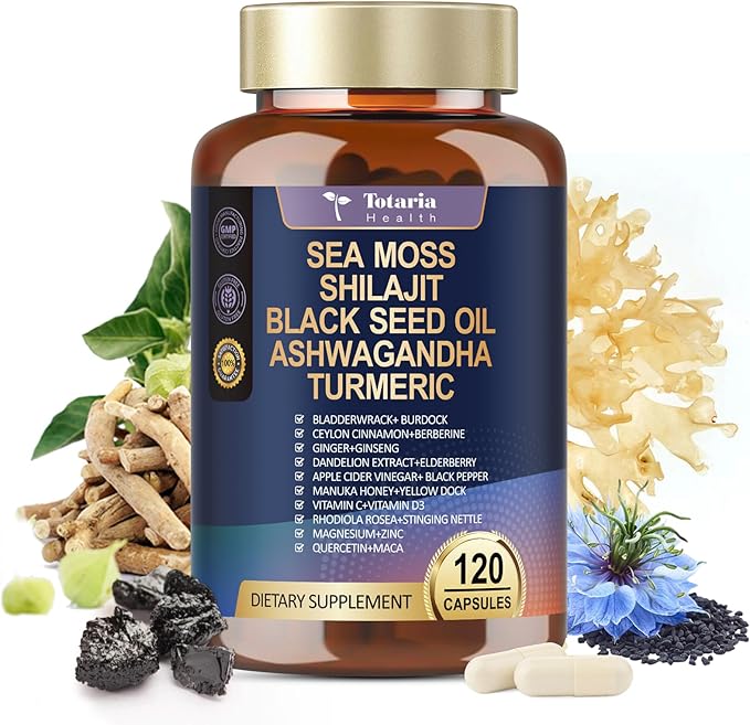 25-in-1 Sea Moss Capsules, 120 Capsules per Bottle, 2 Bottles