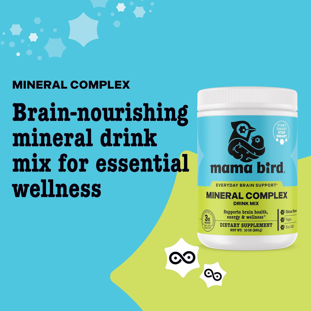 Best Nest Wellness Mama Bird Mineral Complex - Brain Health Support Multivitamin - Aids Bone Development for Mother & Baby - Drink Supplement with Choline & Magnesium - Lemon-Lime, 285 g (30 Servings)