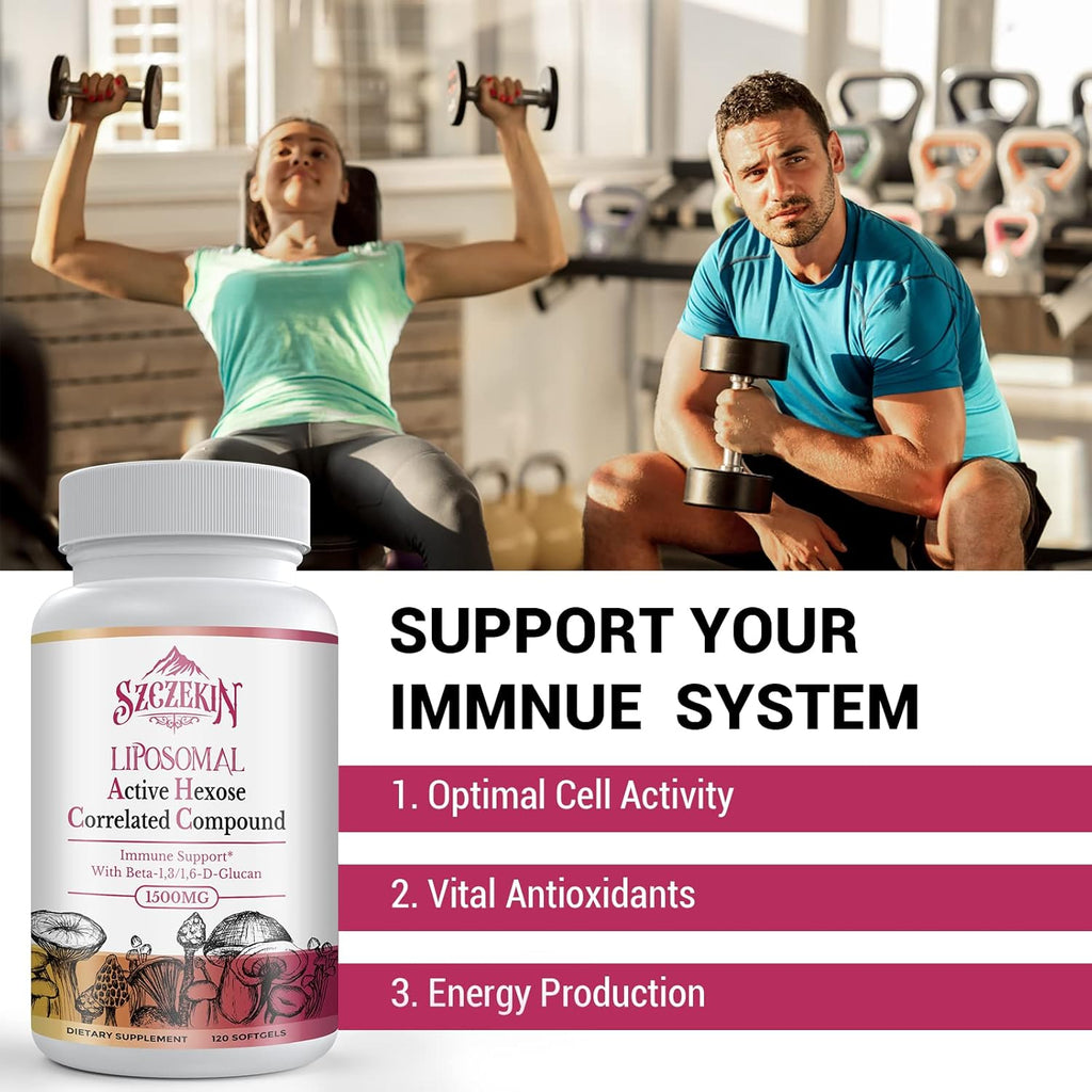 1500mg Liposomal Active Hexose Correlated Supplement,120 Soft Gels Beta-Glucans with Natural Mushroom Extract, Immune System, Liver Function, Maintain T-Cell & Killer Cell Activity