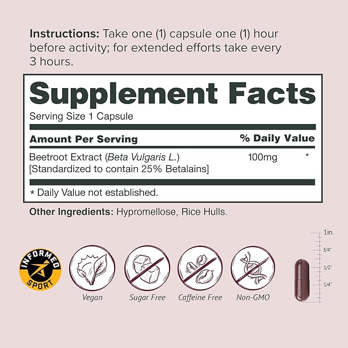 Sur AltRed Beet Root Capsules for Muscle Recovery and Sports Nutrition - 25% Betalain Extract Pre Workout & Nitric Oxide Supplement for Endurance Athletes