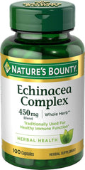 Nature's Bounty Echinacea Complex, Herbal Supplement, Supports Immune Health, 450 mg, 100 Capsules