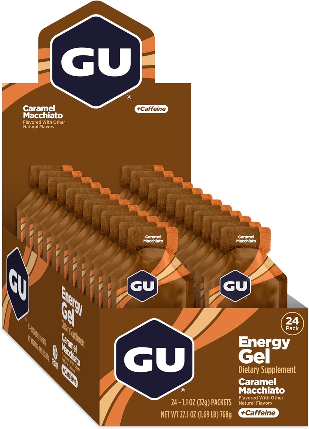 GU Energy Original Sports Nutrition Energy Gel, Caramel Macchiato, 24 Count Box