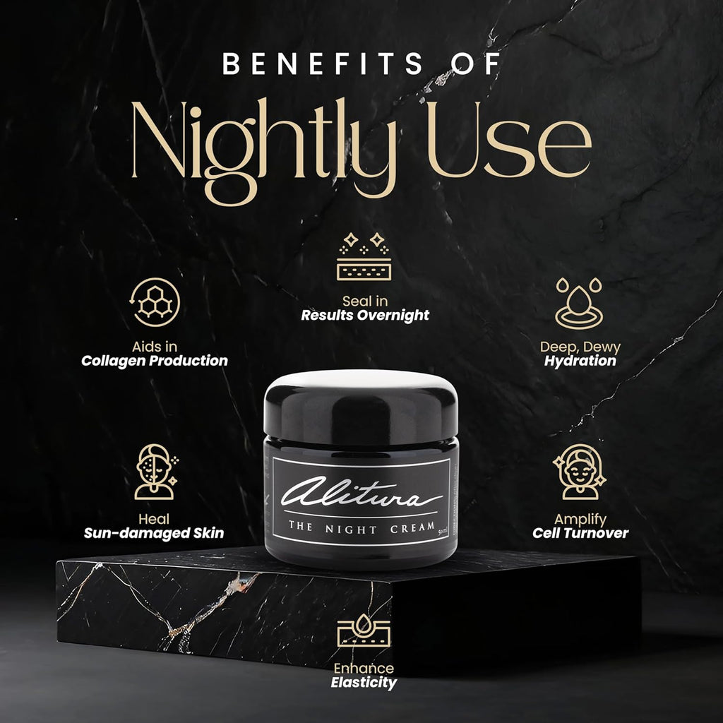 Alitura Hyaluronic Acid Anti-Aging Night Cream – Hydrating Face Moisturizer with 10% Hyaluronic Acid & Superfoods – Wrinkle Cream for Women & Men – Anti-Wrinkle Night Cream for Radiant, Youthful Skin