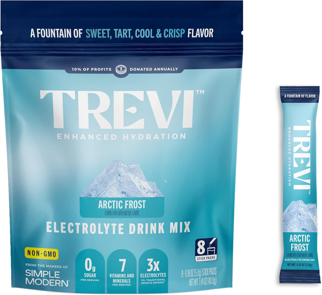 TREVI™ Sugar Free Electrolytes - Drink Mix Hydration Powder Packets - 8 Count - Arctic Frost