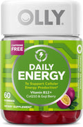 OLLY Daily Energy Gummy, Caffeine Free, Vitamin B12, CoQ10, Goji Berry, Adult Chewable Supplement, Tropical Flavor - 60 Count
