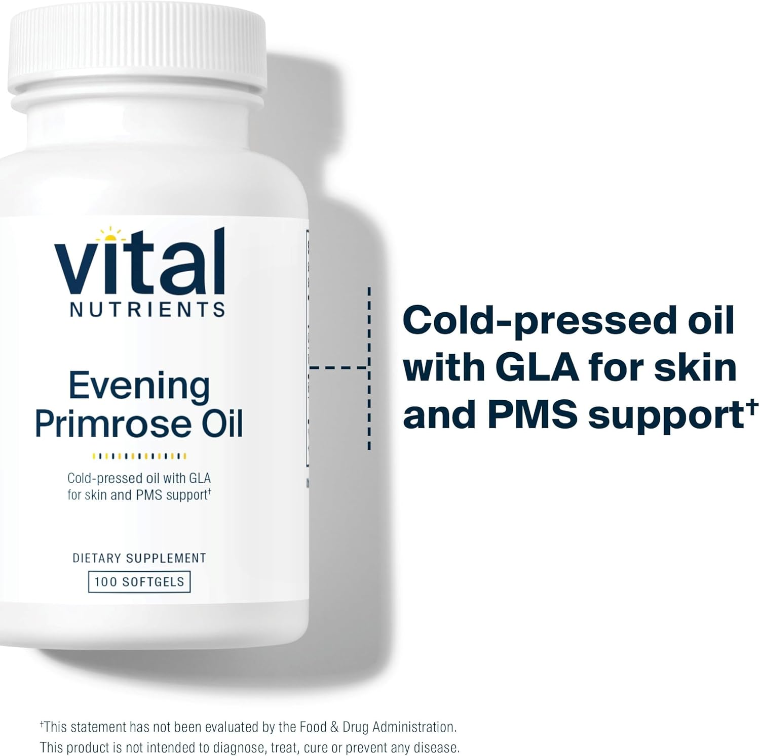 Vital Nutrients Evening Primrose Oil 1000mg | Primrose Supplement for Women | GLA Omega-6 Fatty Acid for Skin and PMS Support* | Gluten, Dairy, Soy Free | Non-GMO | 100 Softgels