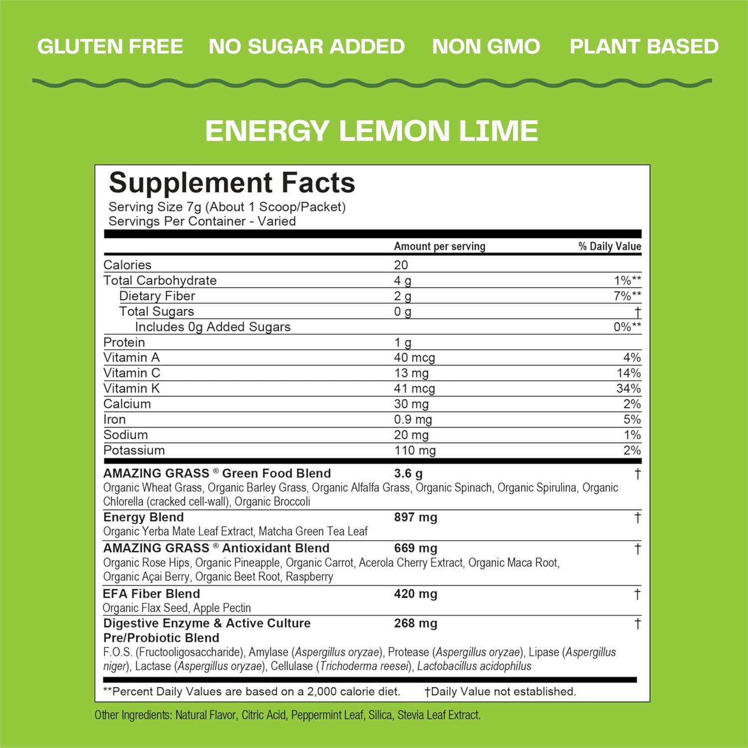Amazing Grass Greens Blend Energy: Smoothie Mix, Super Greens Powder & Plant Based Caffeine with Matcha Green Tea & Beet Root Powder, Lemon Lime, 30 Servings (Packaging May Vary)