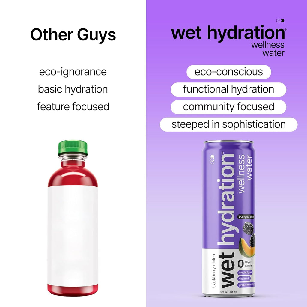 Zero Calorie, Functional Wellness Water - Blackberry Melon (12 Ounce Cans, Pack of 12) - Flavored Water, Hydration Drink, No Sugar, No Artificial Ingredients, Zero Calories (Packaging May Vary)
