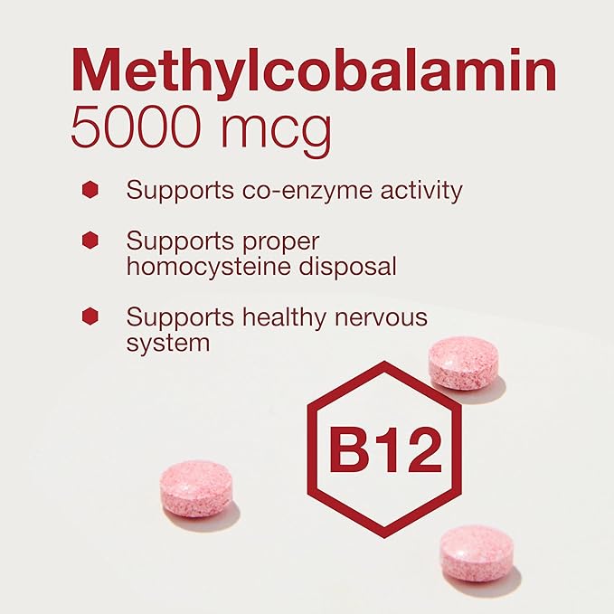 Protocol Methyl B12 5,000mcg - Vitamin B12 for Homocysteine Metabolism* - Supports Brain Health & Healthy Nervous System* - Kosher, Halal & Vegan - 60 Lozenges