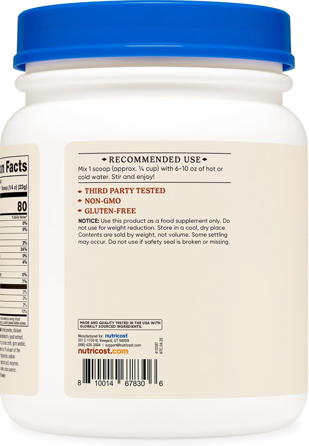 Nutricost Chicken Bone Broth Protein Powder (Chicken Soup Flavored, 20 Servings)