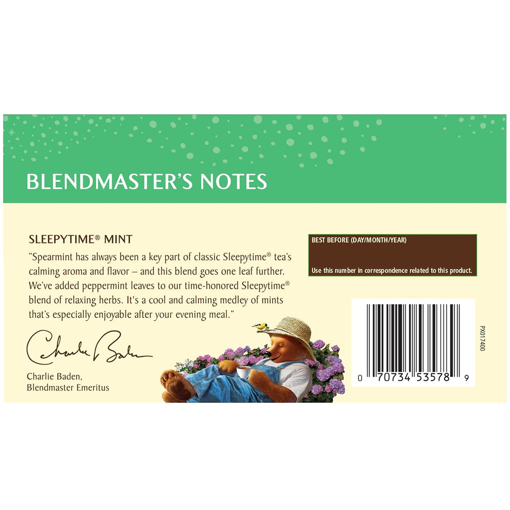 Celestial Seasonings Sleepytime Mint Herbal Tea - Caffeine Free Sleep Tea, 20 Tea Bags Per Box (Pack of 6)