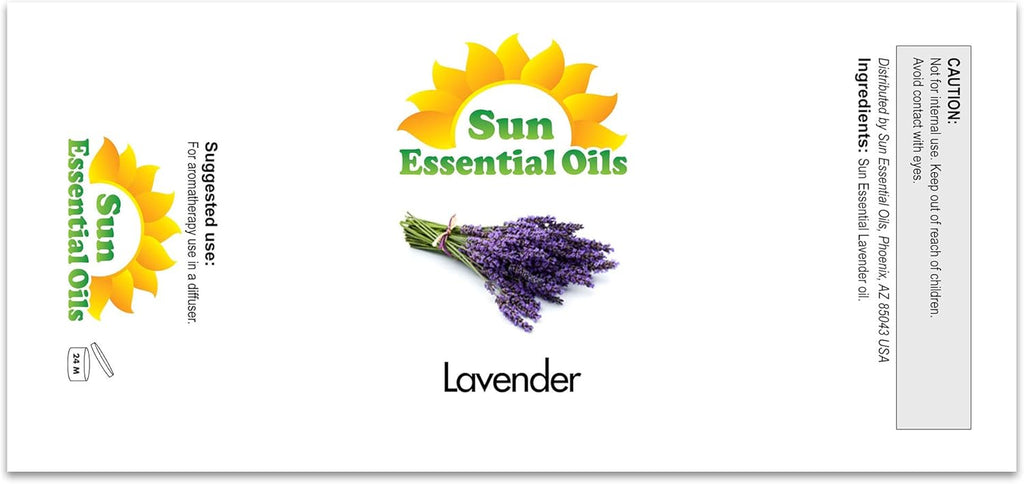 Sun Essential Oil - Lavender Essential Oil 16 oz (473 ml) for Diffuser, Humidifier, Skin, Aromatherapy Massage, Scented for Soap & Candle Making at Home, Calming Aroma for Sleep