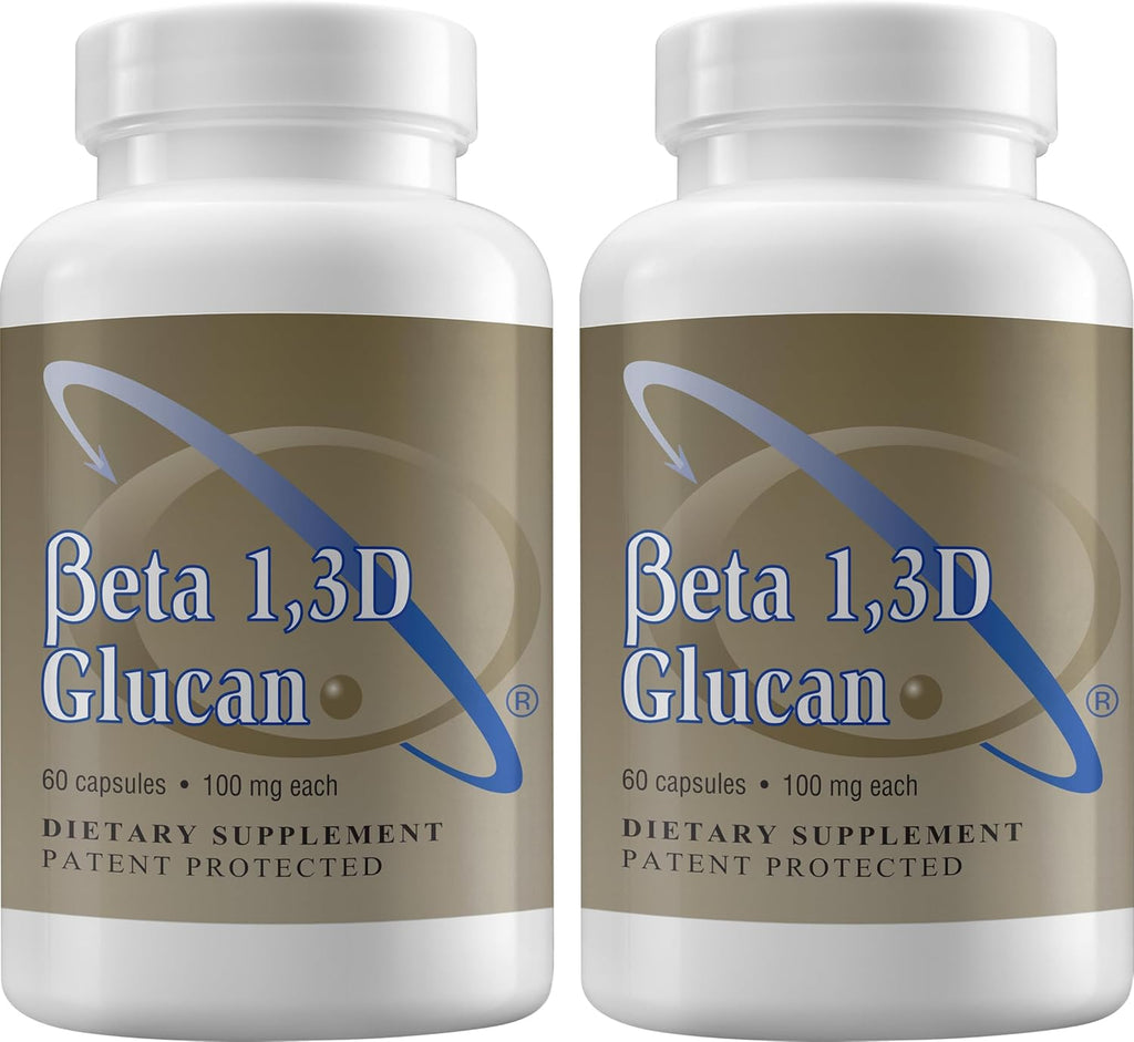 Immune Support Supplement Highly Purified Beta Glucan 100 mg per Capsule (beta-glucan Fiber) (Pack of 2)