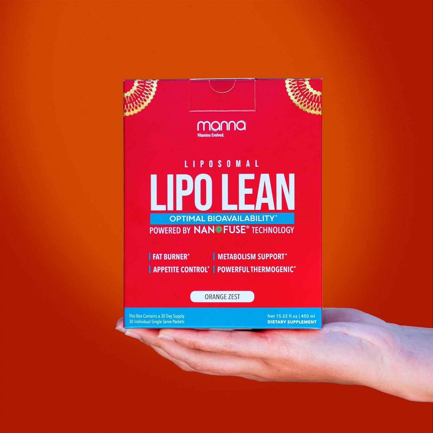 Manna Vitamins Evolved Liposomal Lipo Lean, Thermogenic Metabolism Support, Cravings Management, Weight Loss Support for Women, Men, Liposomal Absorption 3500mg CLA, Carnitine, Green Tea, 30 Packets