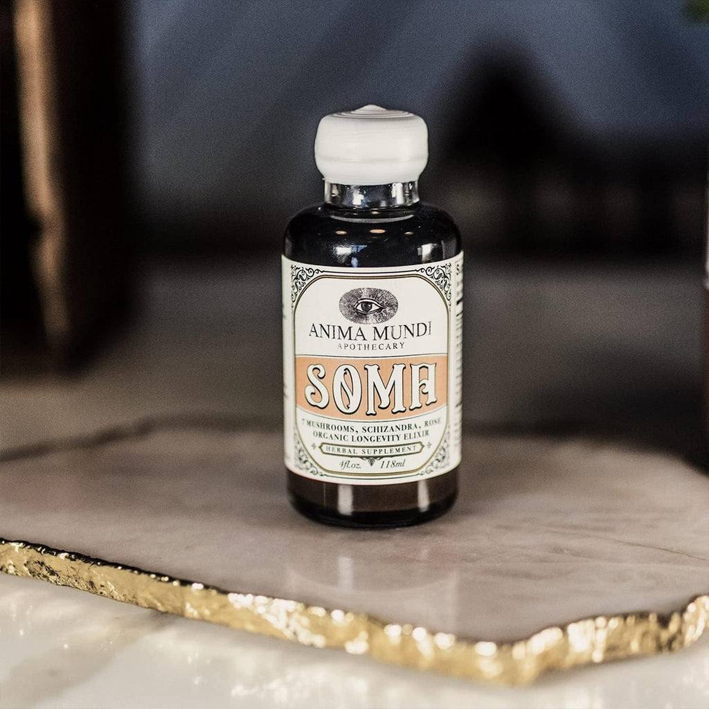 Anima Mundi Apothecary Soma 7 Mushroom Adaptogenic Elixir - Mushroom Liquid Extract Tincture with Reishi, Chaga, Lions Mane & Cordyceps - Immune Support Mushroom Extract Drops - Vegan (4oz / 118ml)