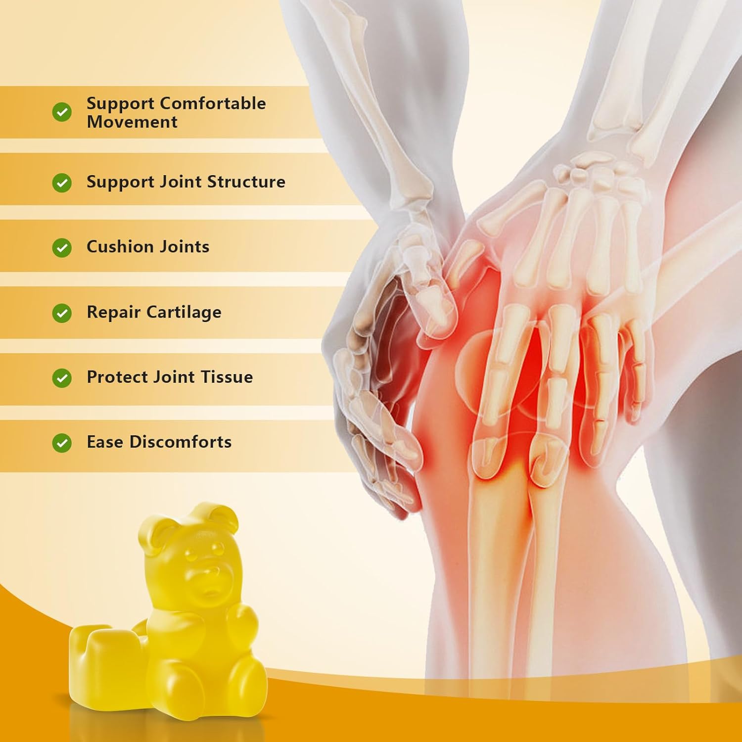 Sugar Free Glucosamine Chondroitin Gummies, Extra Strength 1500mg Glucosamine with Chondroitin MSM & Elderberry & Turmeric, Joint Support Supplement for Men & Women Move Free Joint Health
