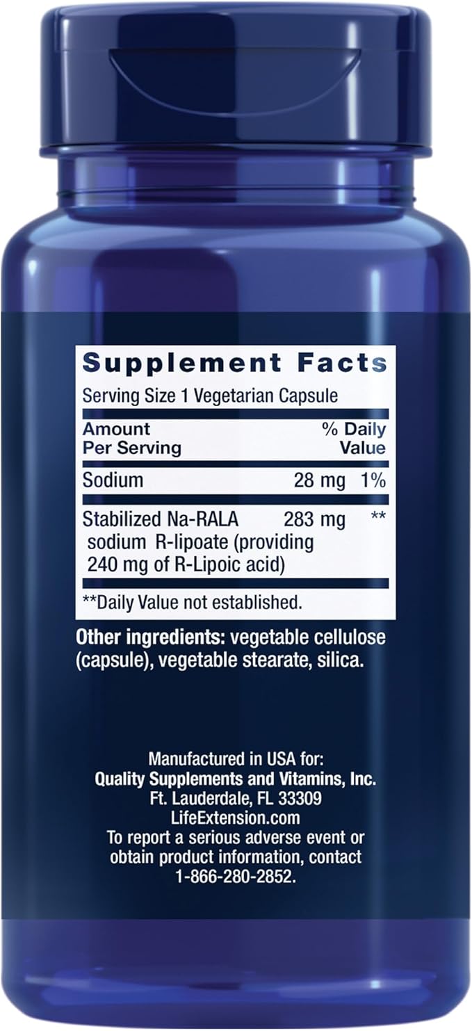 Life Extension Super R-Lipoic Acid – Healthy Aging, oxidative Stress Defense – with 240 mg of Active R-Form of R-Lipoic Acid – Gluten-Free – Non-GMO – Vegetarian – 60 Capsules (2 Pack)