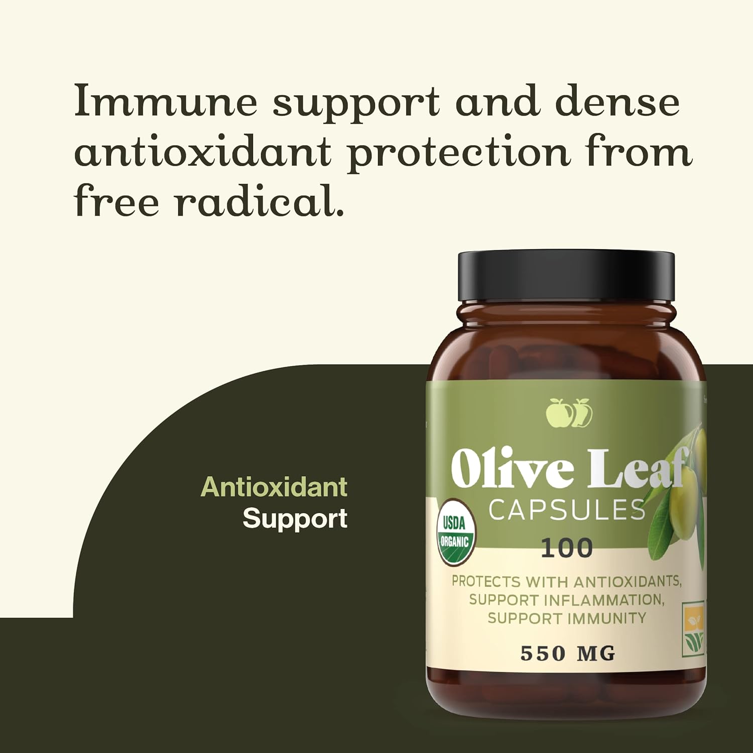 Complete Natural Products Organic Olive Leaf Capsules - 550mg, 100 Count, 1100mg per Serving