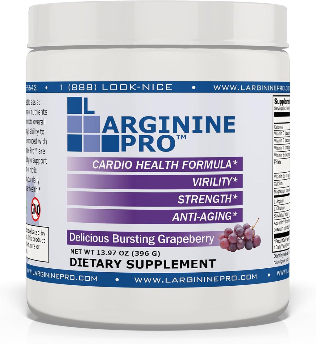 L-ARGININE PRO | 5,500mg L-Arginine Plus L-Citrulline 1,100mg Raspberry & Grape Powder Drink Mix Supplement for Increased Nitric Oxide Production