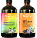 Serene Herbs Soursop Bitters Liquid & Black Seed Bundle – Organic Herbal Guanabana for Digestive Support & Immune Health – Vegan, Non-GMO – 32 oz (16 oz Each), 64 Servings