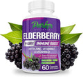Organic Elderberry Capsules, 4-Way Immune Boost Elderberries, Vitamins C, D & Zinc Support, 1260.1 mg Elderberry Supplements for Adults, 60 Capsules